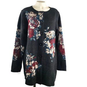 Vintage  Peck & Peck floral sweater Cardigan Metallic